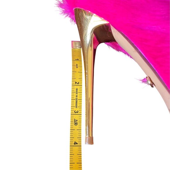 AZALEA WANG Romee Fuchsia Pony Hair Pump Pink Heel SZ 8 - Picture 4 of 10
